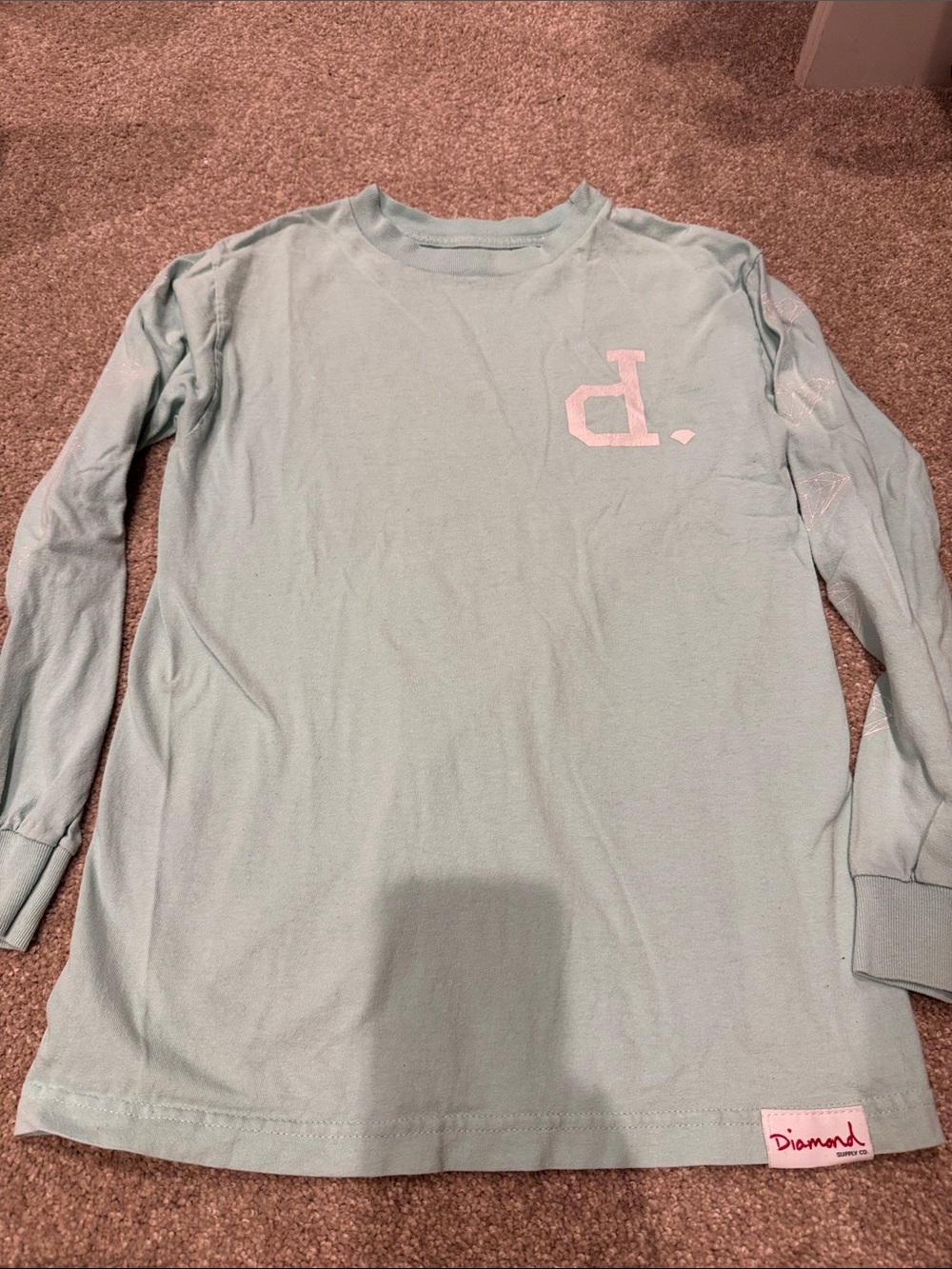 Diamond Supply Co. Long-Sleeve Tee in Light Mint Green with White Logo